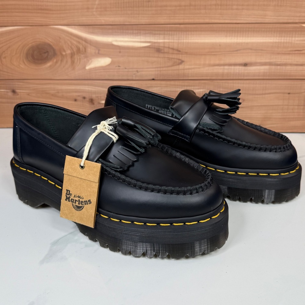 Dr Martens Women's Adrian Quad Black Leather Platform‎ Loafer Shoes size 9 - Picture 6 of 16